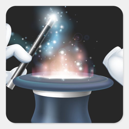 toverstaf en top hattrick vierkante sticker (Voorkant)