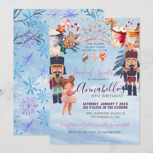 Toversuikerprinsesnotenklaker-verjaardagsfeestje Kaart (Voorkant / Achterkant)