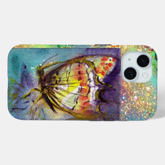 TOVERVLINDER IN BLAUW GOUD GLINSTERING Case-Mate iPhone CASE (Achterkant (horizontaal))