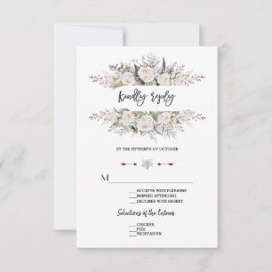 Toverzicht Witte Bloemen Trouw RSVP Kaartje