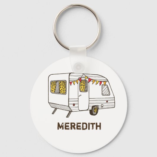 Tow Behind Camper Caravan Personalized Sleutelhang Sleutelhanger (Achterkant)
