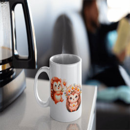  Tow cuteRomantic Floral Hedgehog Duo Illustration Mok