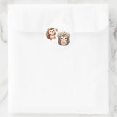 Tow cuteRomantic Floral Hedgehog Duo Illustration Ronde Sticker (Tas)