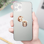  Tow cuteRomantic Floral Hedgehog Duo Illustration Sticker (Telefoon)