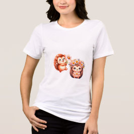  Tow cuteRomantic Floral Hedgehog Duo Illustration Tri-Blend Shirt