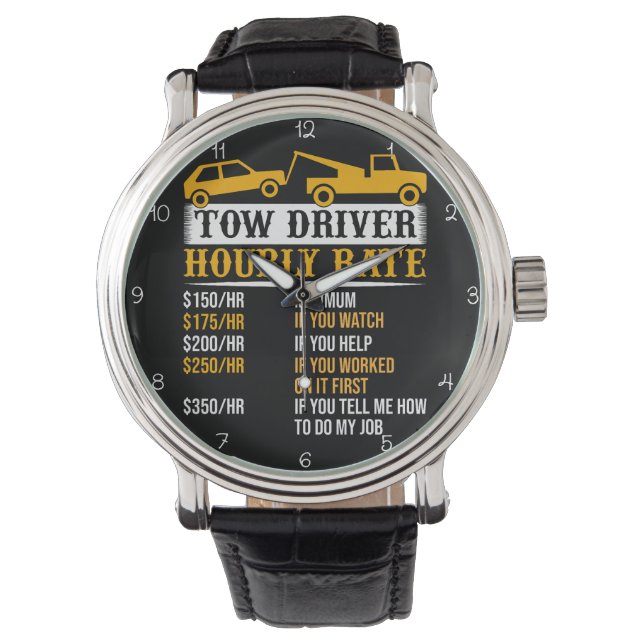 Tow Driver Hourly Rate Chart Horloge (Voorkant)