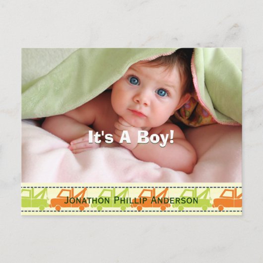 Tow Truck Baby Boy Aankondiging (Voorkant)