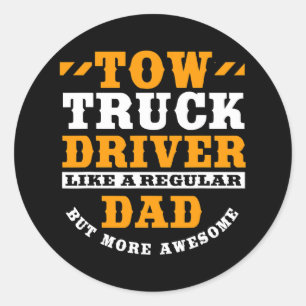 Tow Truck Dad Driver Recovery Vehicle Wrecker Ronde Sticker