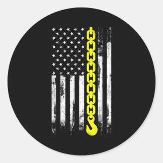 Tow Truck Driver thin yellow line USA flag gift Ronde Sticker