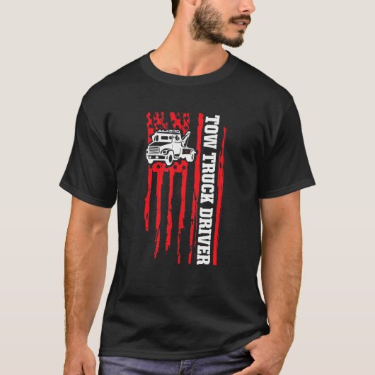 Tow Truck Driver Us Flag Trucker 2 T-shirt (Voorkant)