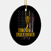 Tow Truck Driver USA Flag Funny Trucker Keramisch Ornament (Rechts)