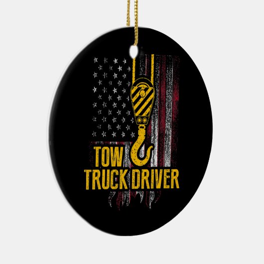 Tow Truck Driver USA Flag Funny Trucker Keramisch Ornament (Rechts)