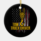 Tow Truck Driver USA Flag Funny Trucker Keramisch Ornament (Voorkant)