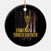 Tow Truck Driver USA Flag Funny Trucker Keramisch Ornament (Achterkant)