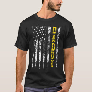 Tow Truck Driver Yellow Line Dad US Flag T-shirt