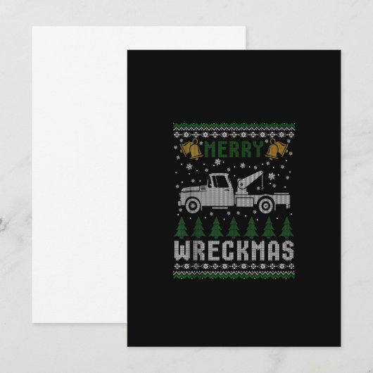 Tow Truck kerst Merry Wreckmas Ugly Sweater Ta Kaart (Voorkant / Achterkant)