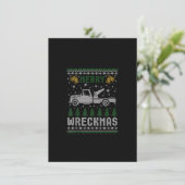 Tow Truck kerst Merry Wreckmas Ugly Sweater Ta Kaart (Staand voorkant)
