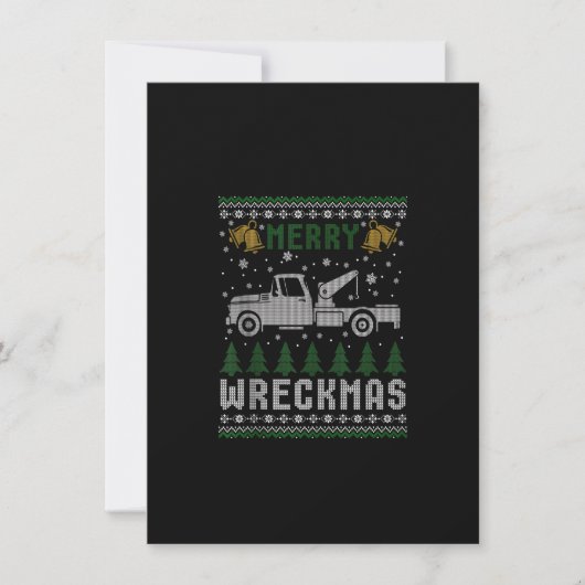 Tow Truck kerst Merry Wreckmas Ugly Sweater Ta Kaart (Voorkant)