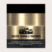 Tow Truck Logo | Metallic Gold marmer Visitekaartje (Buitenkant ongevouwen)