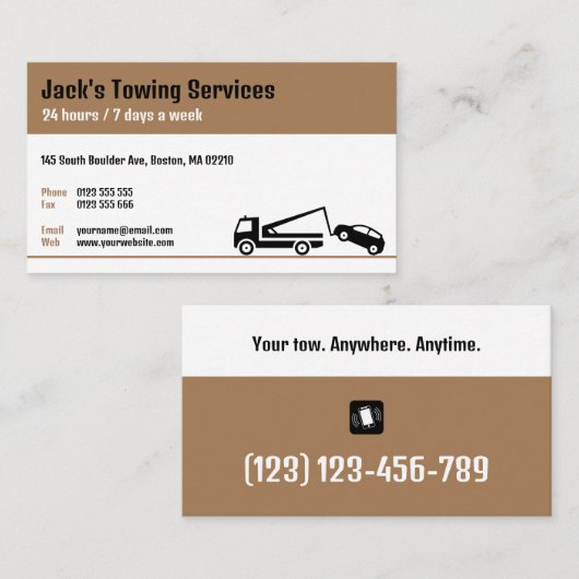 Tow Truck Services | Altijd en altijd uw werk Visitekaartje (Voorkant / Achterkant)