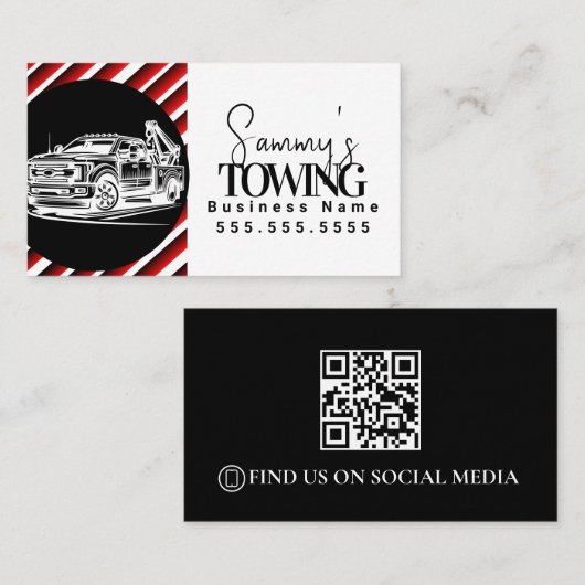 Tow Truck Services QR Code Logo Visitekaartje (Voorkant / Achterkant)