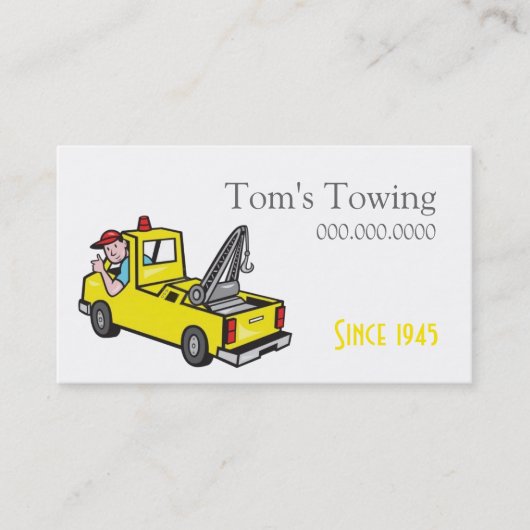 Tow Truck Towing Visitekaartje Road Service (Voorkant)