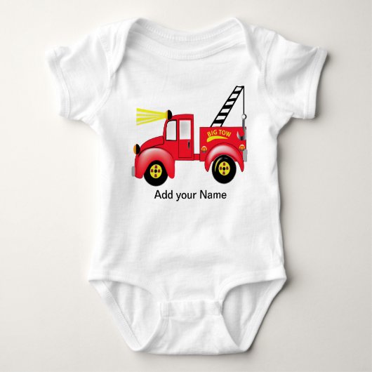 Tow Truck "voeg je eigen naam toe" Romper (Voorkant)