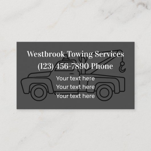 Tow Truck Wrecker Service Simple Visitekaartje (Voorkant)