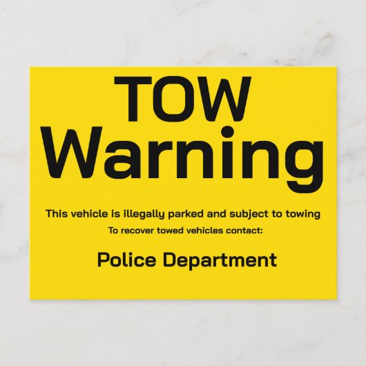 Tow warning briefkaart (Voorkant)