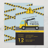 Towable Twos/Construction Second Birthday Kaart (Voorkant / Achterkant)
