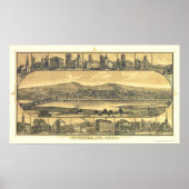 Towanda, PA Panorama Kaart - 1880 Poster (Voorkant)