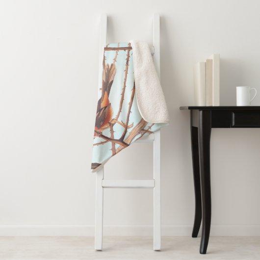 Towee Bunting Audubon Black en Oranje Song Birds Sherpa Deken (In situ)