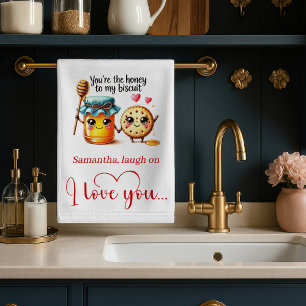 Towel met aangepaste naam Cartoon Voedsel Liefde V Theedoek
