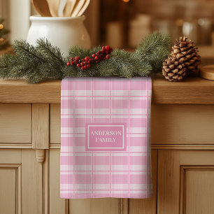 Towel met eigen naam Lichtroze Minimalistische Acc Theedoek