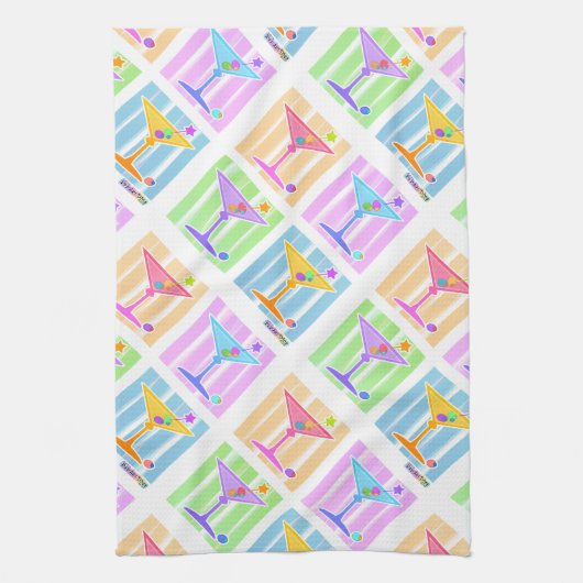 TOWEL - PASTEL MARTINIS Pop Art Theedoek (Verticaal)