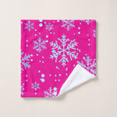 Towel Set, Bright Fuchsia Snowflakes Bad Handdoek (Wasdoekje)