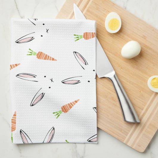 Towel voor konijn en wortelthee theedoek (Quarter Fold)