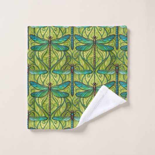 Towel with a vibrant pattern of green and blue bad handdoek (Wasdoekje)