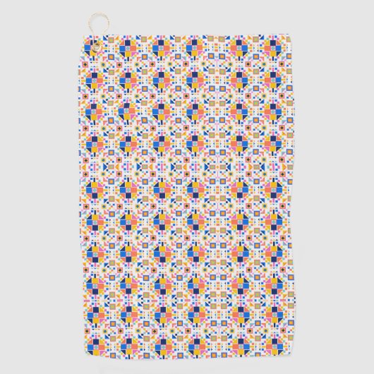 Towel with intricate, colorful geometric pattern  golfhanddoek (Voorkant)