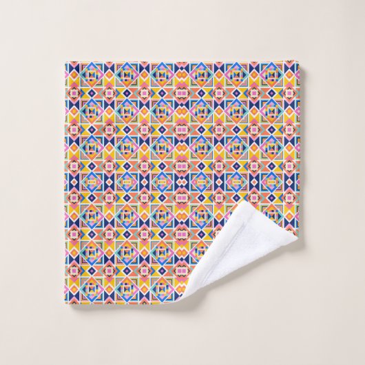 Towels featuring a vibrant mosaic pattern  bad handdoek (Wasdoekje)