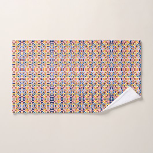 Towels featuring a vibrant mosaic pattern  bad handdoek (Handdoek)