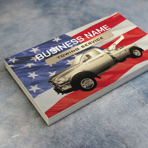 Towend Company Gold Tow Truck Patriotic Visitekaartje