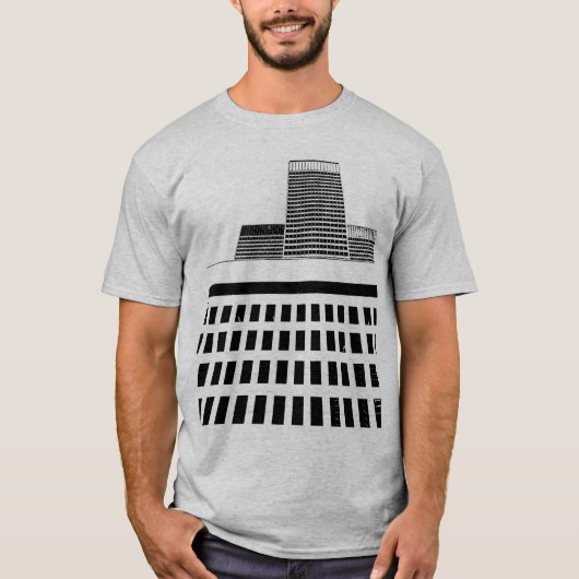 Tower-Block Windows-patroon in zwart-wit T-shirt (Voorkant)