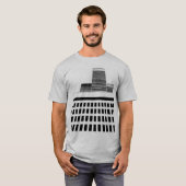 Tower-Block Windows-patroon in zwart-wit T-shirt (Voorkant volledig)