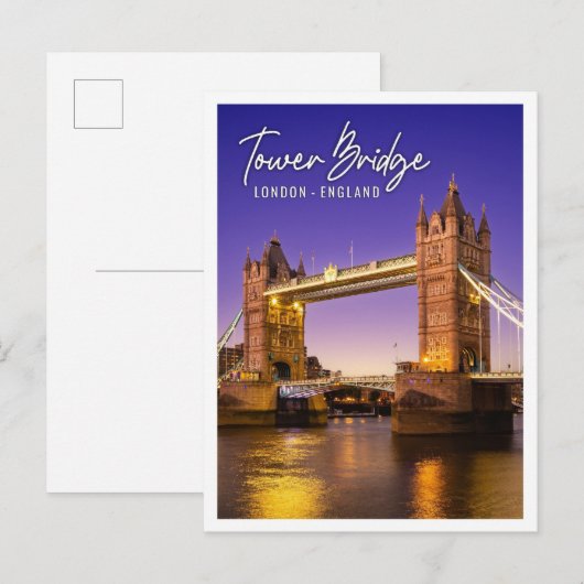 Tower Bridge bij de rivier de Theems in Londen, En Briefkaart (Voorkant / Achterkant)