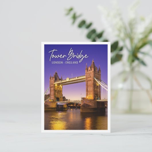 Tower Bridge bij de rivier de Theems in Londen, En Briefkaart (Staand voorkant)