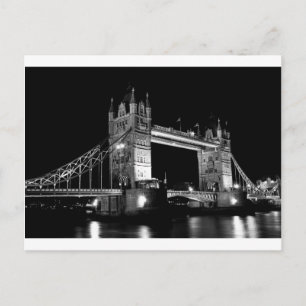 Tower Bridge bij nacht zwart-wit afbeelding Briefkaart