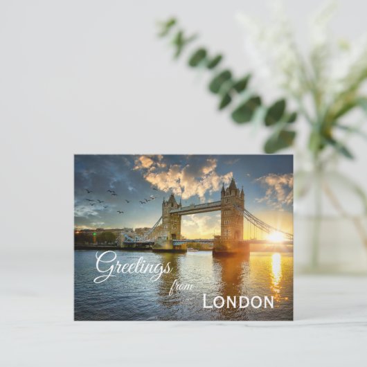 Tower Bridge bij zonsondergang Briefkaart (Staand voorkant)