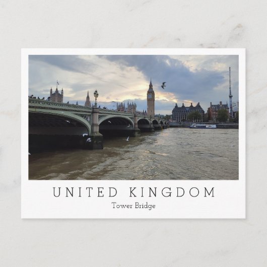 Tower Bridge en Big Ben, avond, Londen, Engeland Briefkaart (Voorkant)