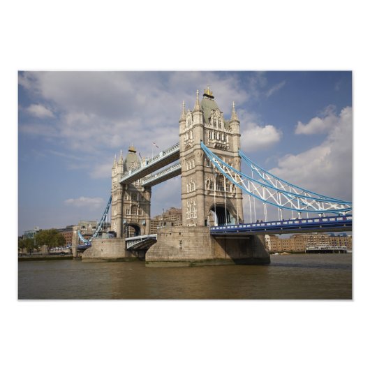 Tower Bridge en rivier de Theems, Londen, Foto Afdruk (Voorkant)